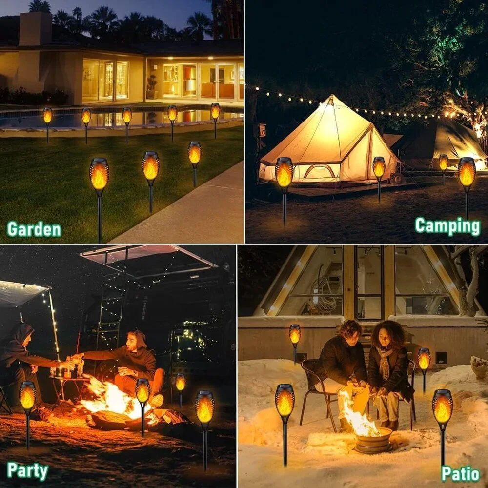 Solar Outdoor Torch Lights Flickering Flame Landscaping Waterproof Set of 8